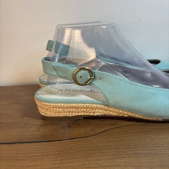 Anne Klein iflex Womens SZ 10 Mint Aqua Blue Wedge Heel Buckled Sling Back Shoes - Picture 5 of 11